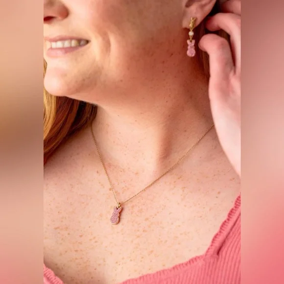 *NWT* Alex and Ani Peeps Pink Crystal Bunny Pendant Necklace